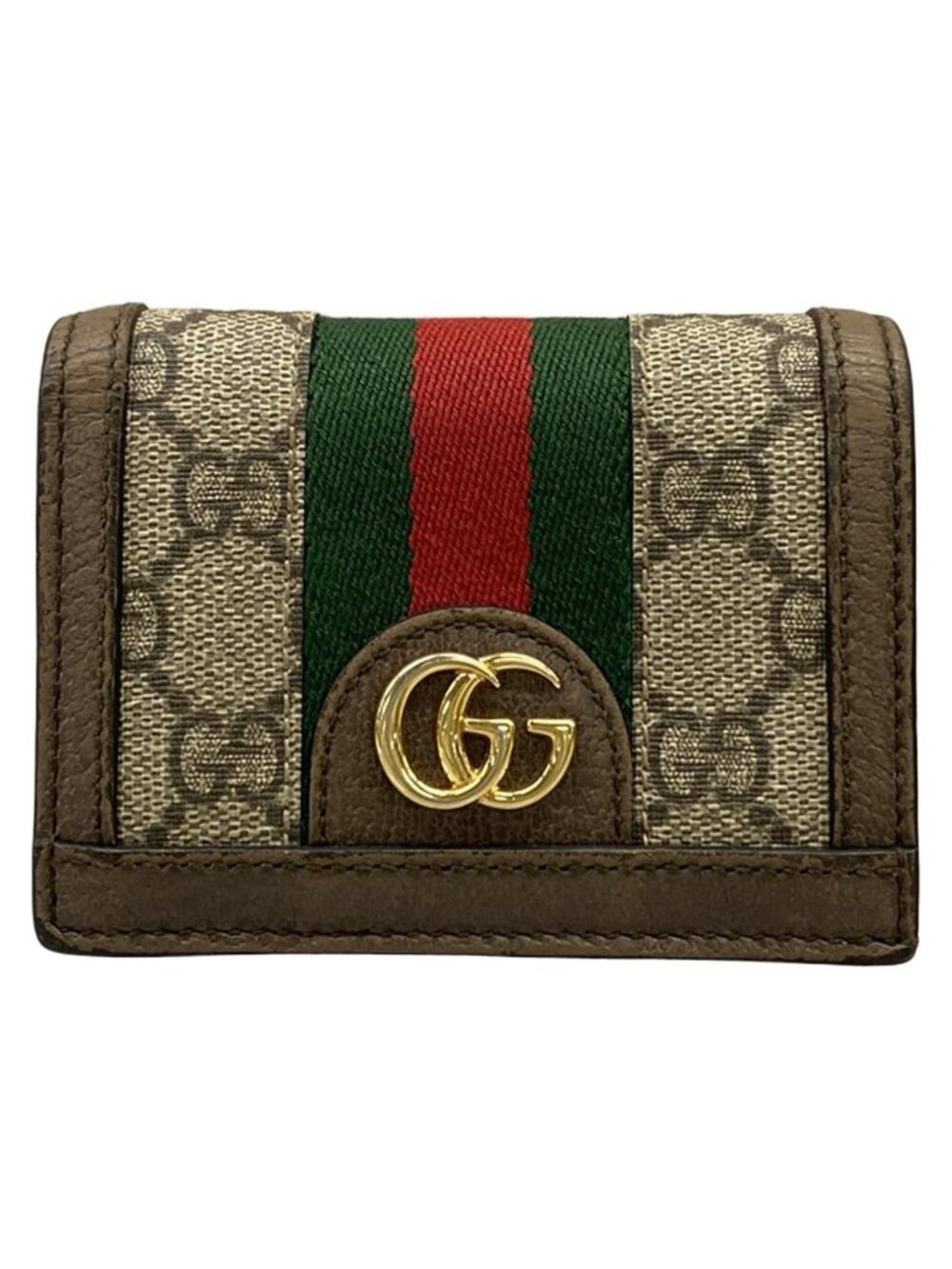 Gucci Bifold Wallet Ophidia Beige Ebony Dark Brown Leather